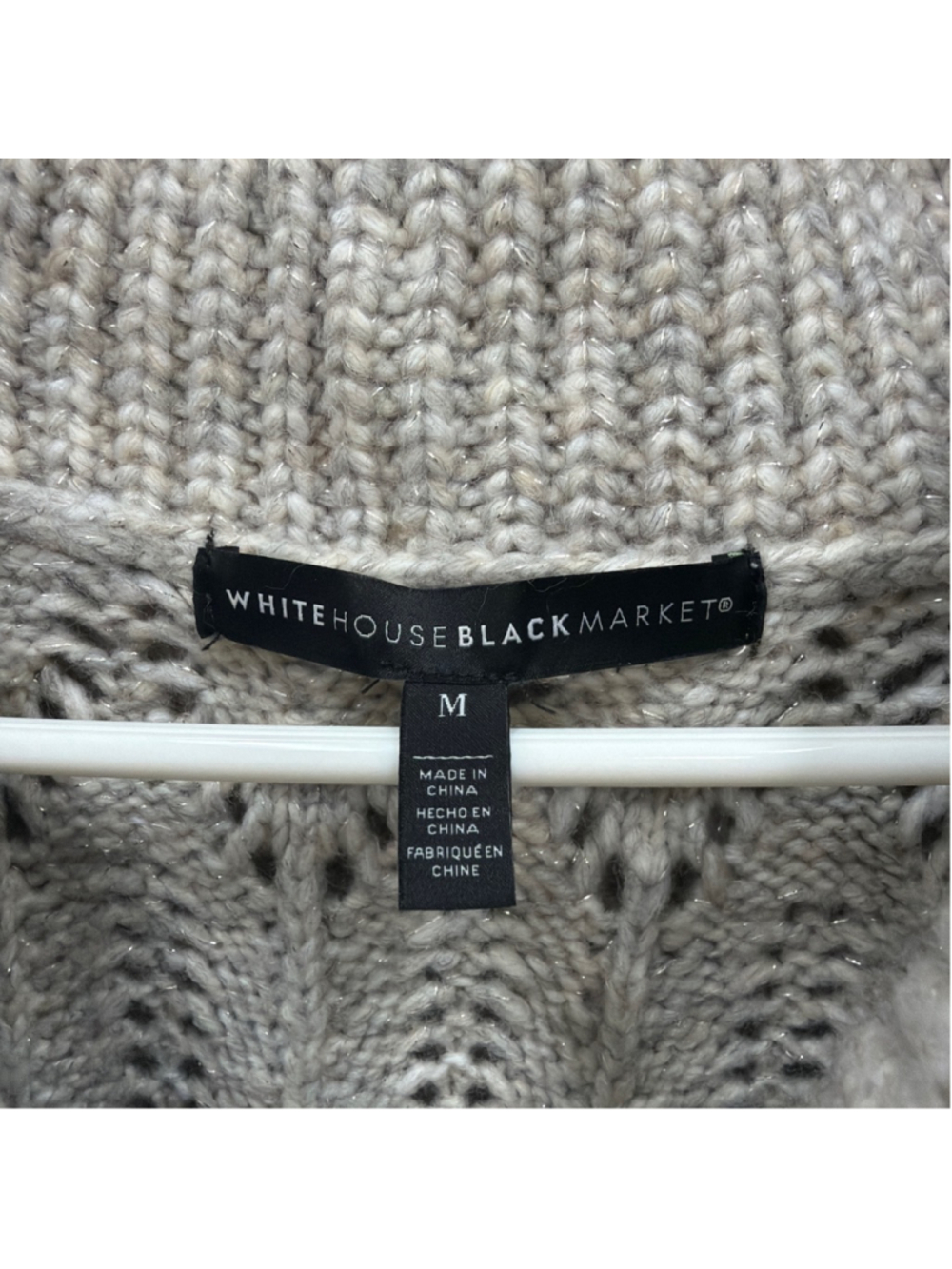 White House Black Market Shimmer Biscotti Lunar L/S Cowlneck Sweater Sz Medium! - Picture 7 of 10
